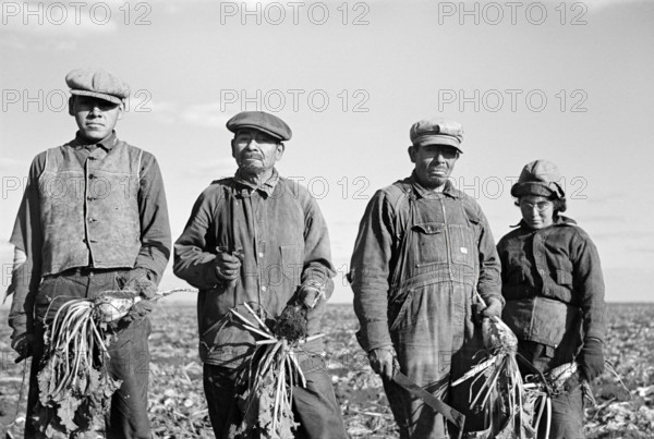 Mexican sugar beet workers,  East Grand Forks, Minnesota, USA, Russell Lee, U.S. Farm Security Administration, October 1937