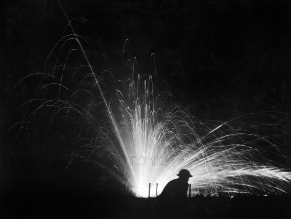 Night attack with phosphorus bombs in maneuvers, First Corps School, Gondrecourt, France, U.S. Army Signal Corps