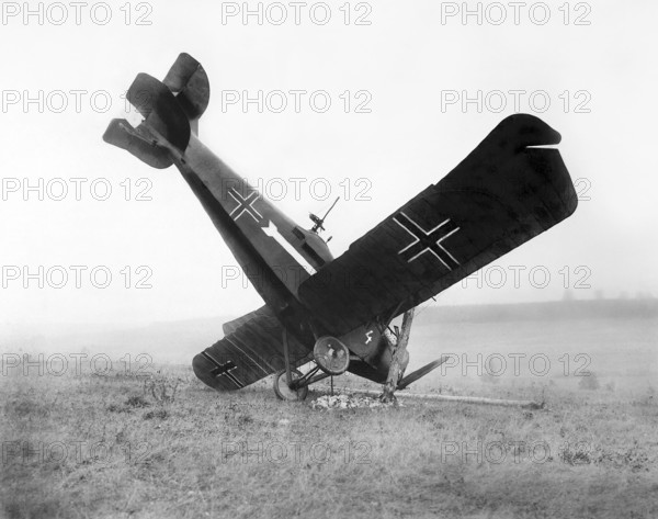 German plane C.L. 111 A 3892/18 brought down in the Argonne by American machine gunners, between Montfaucon and Cierges, France, U.S. Army Signal Corps, October 1918