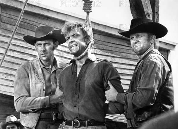 Monte Markham (center), on-set of the western film, "Guns Of The Magnificent Seven", United Artists, 1969