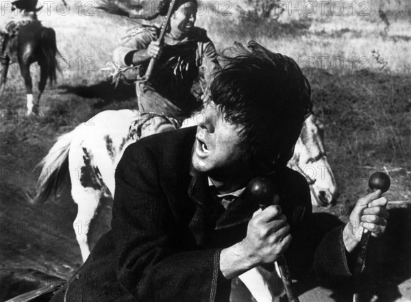 Dustin Hoffman,  on-set of the western film, "Little Big Man", National General Pictures, 1970