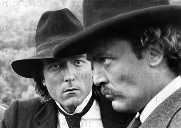 James Keach (left), Stacy Keach (right), on-set of the western film, "The Long Riders", United Artists, 1980