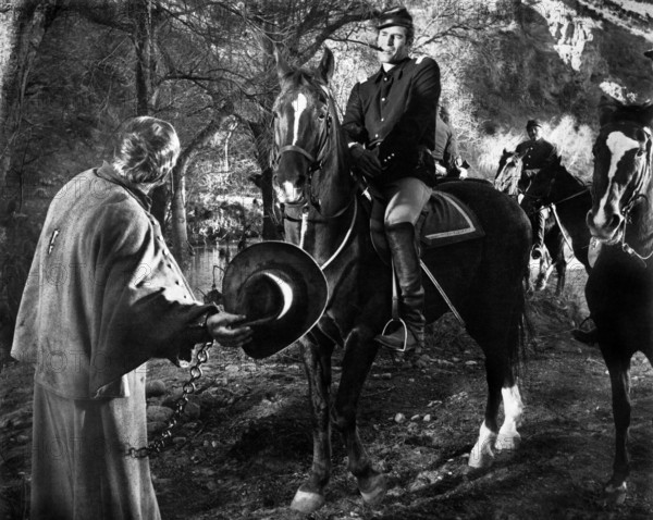 Charlton Heston, on-set of the western film, "Major Dundee", Columbia Pictures, 1965