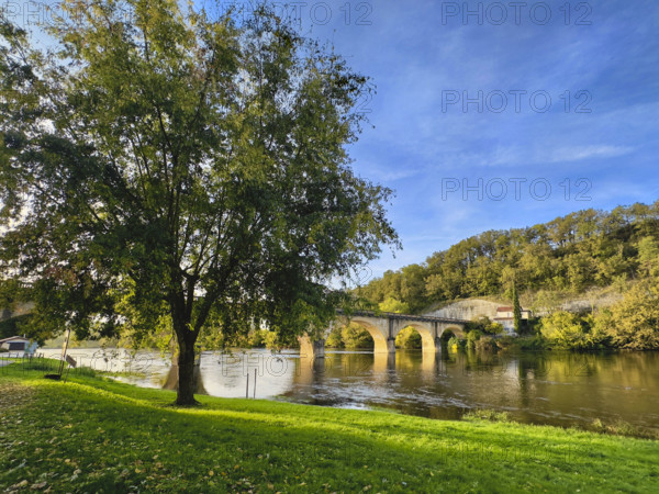 Scenic landscape along Dordogne River, France