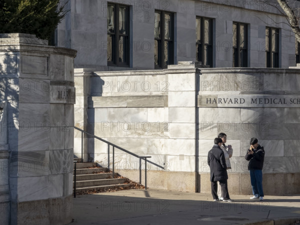 Harvard Medical School, sidewalk scene and building exterior, Boston, Massachusetts, USA