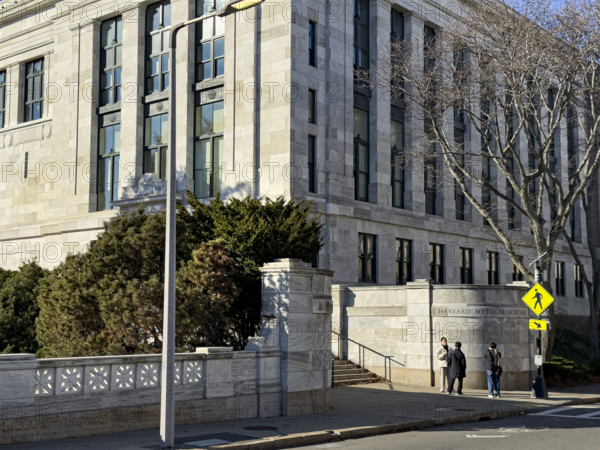 Harvard Medical School, sidewalk scene and building exterior, Boston, Massachusetts, USA