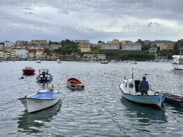 Fishing boats in harbor, Mugardos, Galicia, Spain