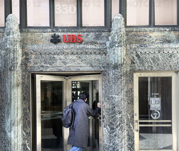 UBS Group AB, office building entrance, New York City, New York, USA