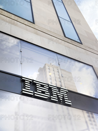 IBM, company logo on office building exterior, New York City, New York, USA