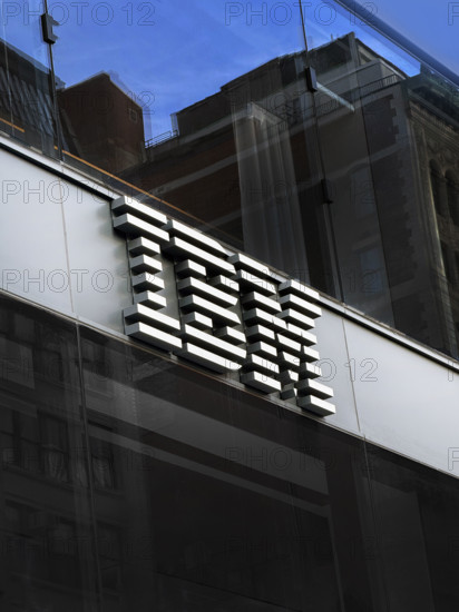 IBM, company logo on office building exterior, New York City, New York, USA