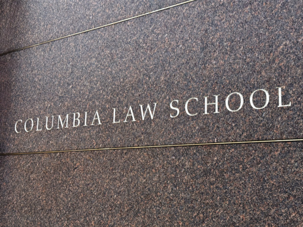 Columbia Law School, etching on building exterior, Columbia University, New York City, New York, USA