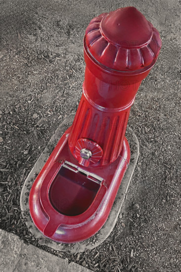 High angle view of public water bowl for domestic pets