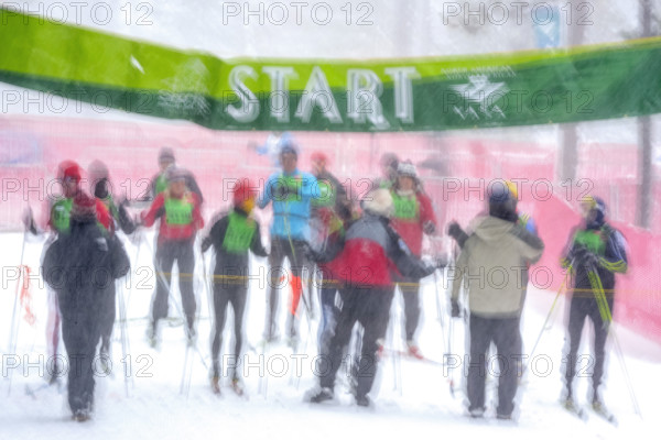 Competitors at starting line of North American Vasa Festival of Races, Traverse City, Michigan, USA