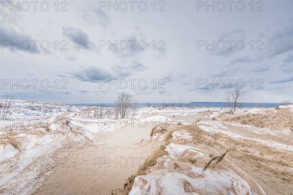 Snowy sand dunes in winter