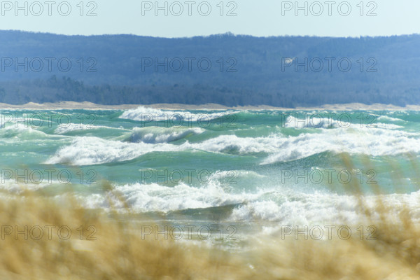 Rough waves, Lake Michigan, Frankfort, Michigan, USA