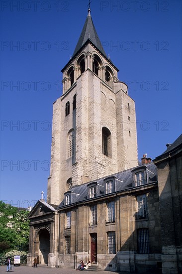 France, Paris 6e, Saint-Germain des pres, eglise Saint-Germain des pres, tour clocher,