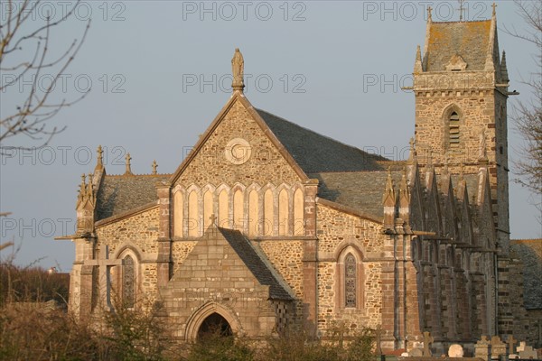 France, Basse Normandie, Manche, Cotentin, cap de la hague, de biville, anse de vauville, eglise,