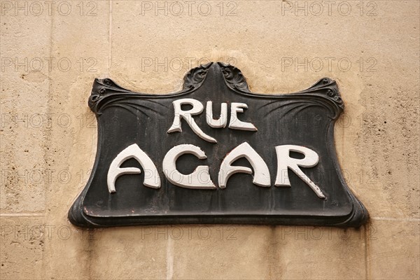 Street sign for Rue Agar in Paris