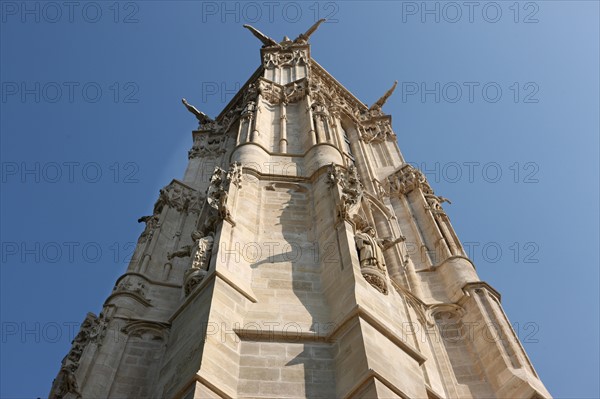 France, ile de france, paris 4e, le marais, 39 rue de rivoli, tour saint jacques, art gothique, restauration, square saint jacques, detail statues, sculpture, gargouilles,