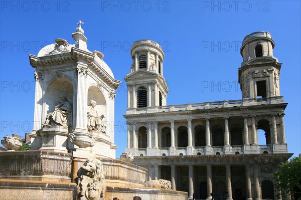 France, ile de france, paris 6e arrondissement, place saint sulpice, eglise saint sulpice, fontaine dite des point cardinaux;
Date : 2011-2012