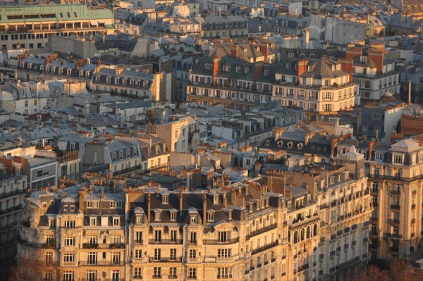 France, ile de france, paris 7e arrondissement, tour eiffel, vue depuis le 2e etage, vers les invalides, toits,