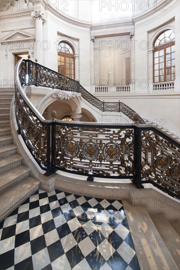 France, Region Ile de France, Paris 1er arrondissement, place du Palais Royal, Conseil d'Etat, grand escalier d'honneur, architecte Pierre Contant d'Ivry,