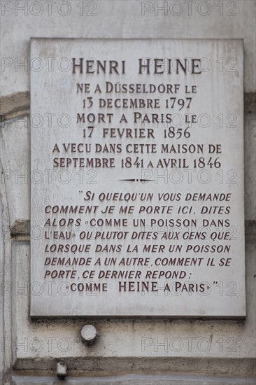 72 rue Du Faubourg Poissonniere, Immeuble où vécut Henri Heine