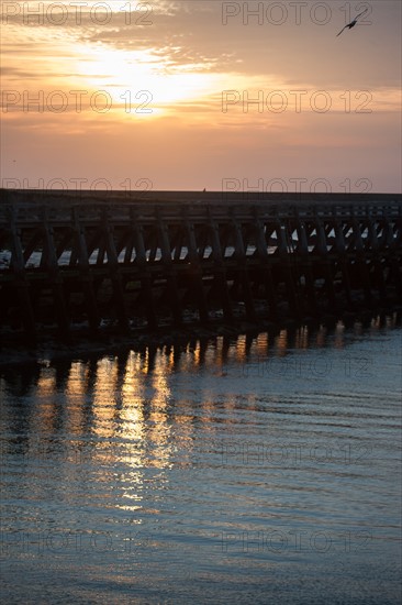 Trouville sur Mer, soleil couchant sur la jetée