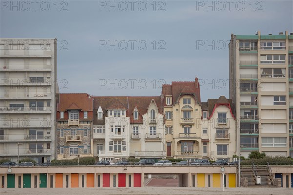 Le Touquet Paris Plage, bathing cabins and seafront buildings