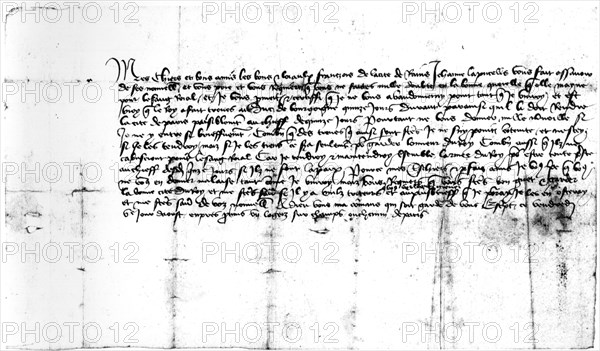 Letter of Jeanne d' Arc at the town of Rheims -