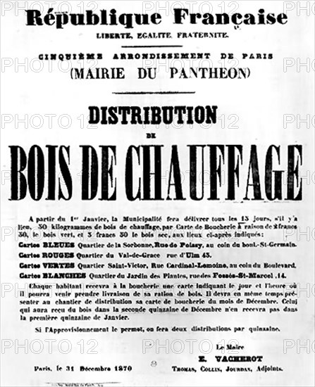 Siège de Paris. 1870. Distribution de bois de chauffage.