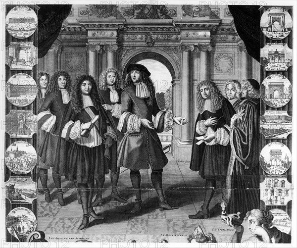 The king Louis XIV and his ministers.