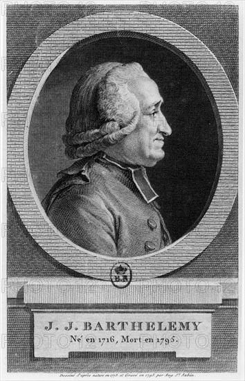 L'abbé Barthélémy (1716-1795). Gravure de Saint-Aubin.