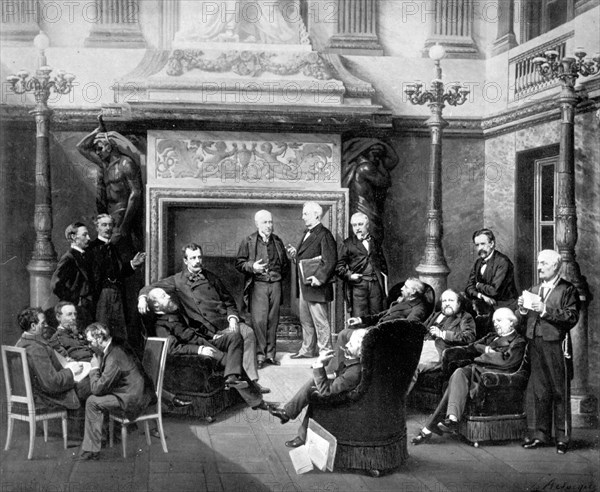 Septembre 1876. Fumoir de l'Assemblée nationale à Versailles.