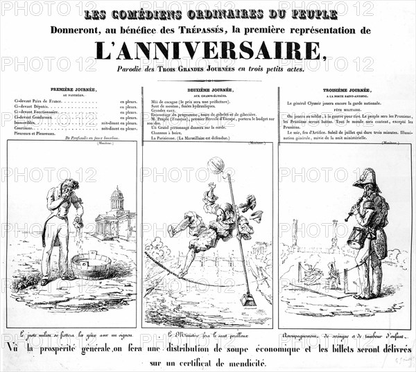 1830. Caricature of The Three Glorious Days. The anniversary.