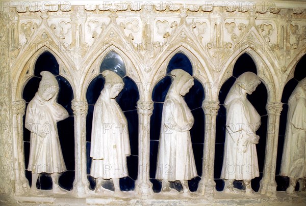 Detail of a grave in the St. Denis basilica. Bas relief.