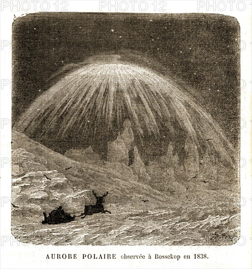 Aurore polaire. Aurore boréale observée à Bossekop en 1838.