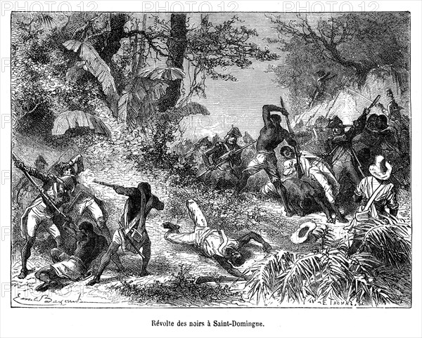 Révolte des noirs à Saint-Domingue. Dans la nuit du 22 au 23 août 1791 éclate une violente insurrection à Saint-Domingue, colonie française des Antilles. Esclaves noirs et affranchis revendiquent la liberté et l'égalité des droits avec les citoyens blancs. C'est le début d'une longue et meurtrière guerre qui mènera à l'indépendance de l'île.