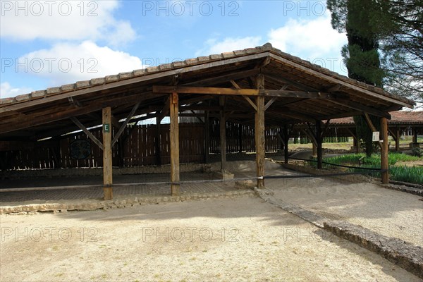 Fouille gallo-romaines de Séviac. Gers. La villa gallo-romaine de Séviac restitue le cadre de vie d'un aristocrate terrien des 4e et 5e siècles de notre ère. Les constructions apparentes et les mosaïques appartiennent à la partie résidentielle d'une grande villa du Bas-Empire, qui prolonge un habitat plus ancien. Salles à mosaïques.