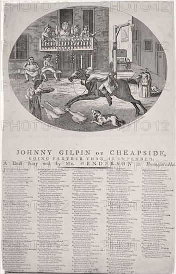 John Gilpin in Edmonton, London, 1785. Artist: Anon