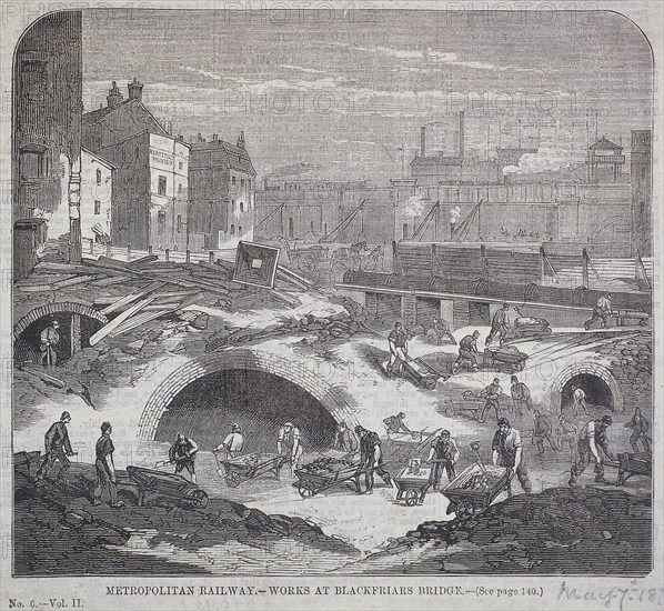 Blackfriars Bridge, London, 1863. Artist: Mason Jackson