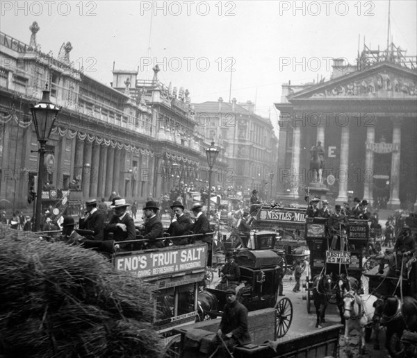 King Edward VII's Coronation Decorations, Threadneedle Street, London, 1901