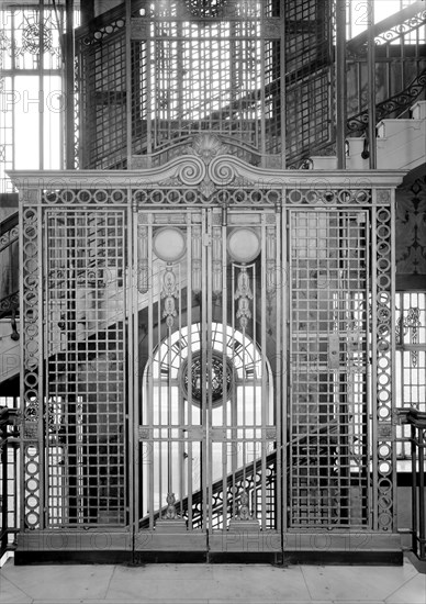 Lift doors of the Queen's Hotel, Birmingham, West Midlands, 1966