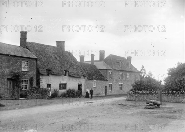 Group outside the Post Office, Coxwell, Oxfordshire, c1860-c1922