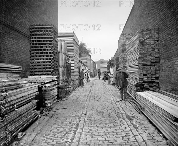 Timber yard, Hampton's Munitions Works, Lambeth, London, 1914-1918