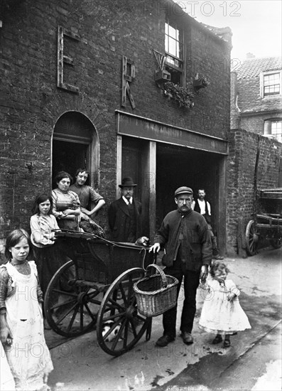 Cat's meat man in an East End street, London, c1901-c1902. Artist: John Galt