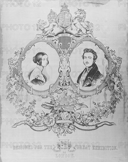Portrait of Queen Victoria and Prince Albert designed for the Great Exhibition of 1851. Artist: Unknown