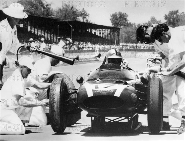 Jack Brabham's Cooper in the pits, Indianapolis 500, Indiana, USA, 1961. Artist: Unknown