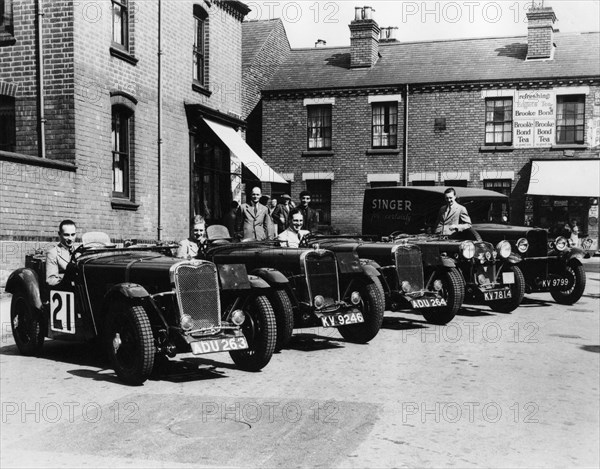 A line of Singer Le Mans 1.5 Litre TT cars, 1934. Artist: Unknown