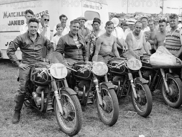 Matchless motorbike racing team. Artist: Unknown